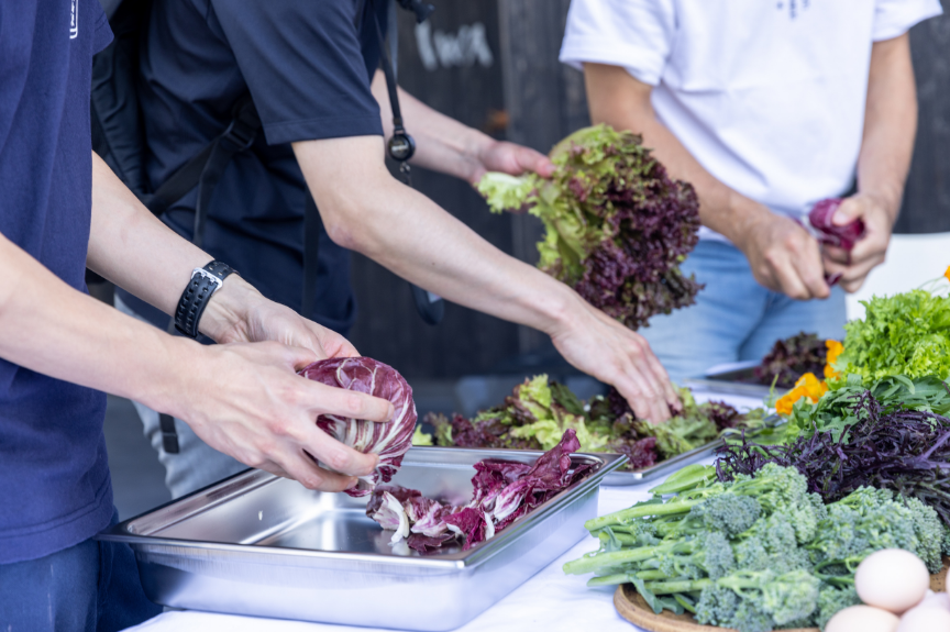 personas gestionando alimentos
